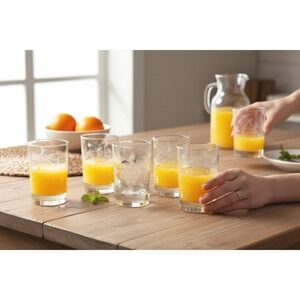 Vintage MCM Libbey Etched Grape Juice Glasses Set of 6 Small Glass Tumblers